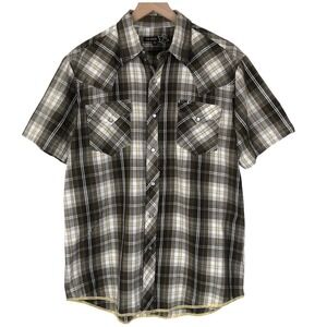 TIN HAUL Pearl Western Snap Shirt Men's L Plaid 100% Cotton S/S Rockabilly‎ EUC